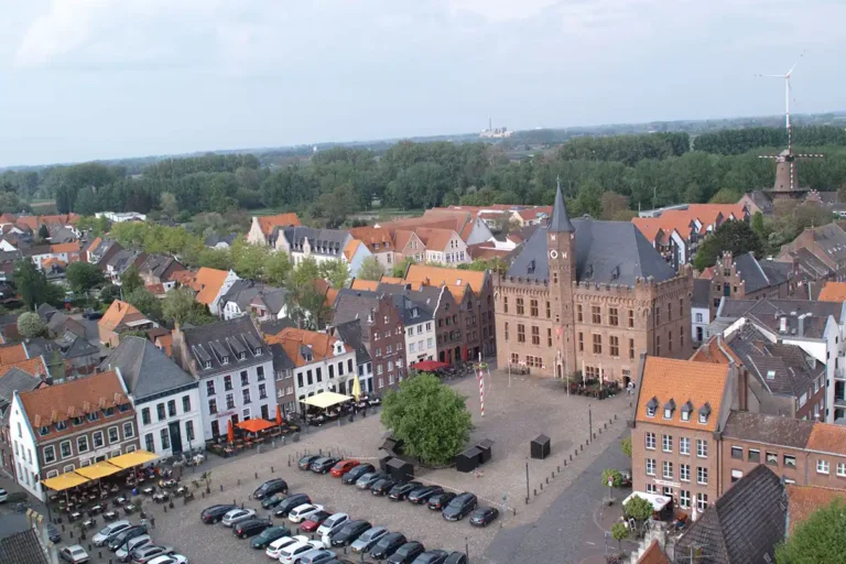 Der Marktplatz von Kalkar, gesehen vom Turm der Sankt-Nicolai-Kirche