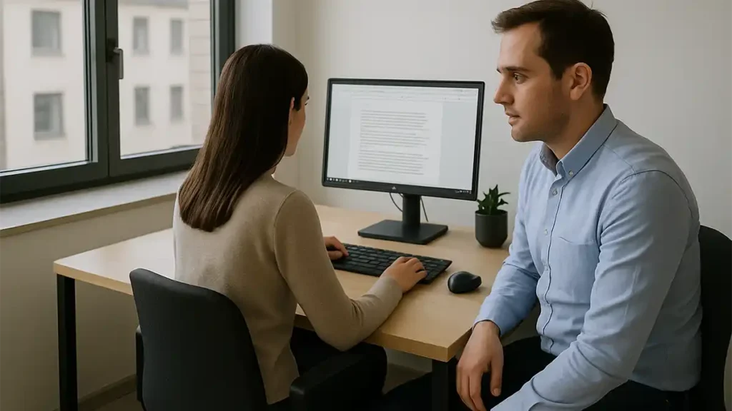 Zwei junge Personen bei Online-Aktivitäten